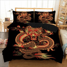 Load image into Gallery viewer, Fire Dragon Quilt Doona Duvet Cover Set