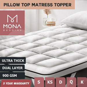 Mona Bedding Pillowtop Mattress Topper 2Layer Microfibre Protector Cover AllSize