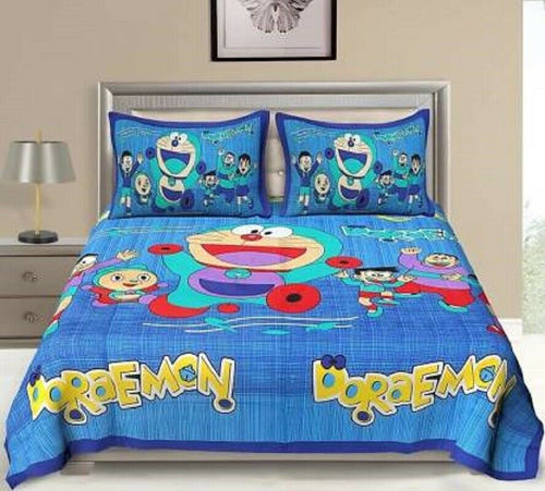 Doraemon Queen Size Cotton Bed Sheet Set-jaydeebedding