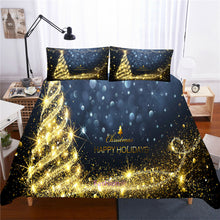 Load image into Gallery viewer, Golden Christmas Tree Quilt Cover Set Linen