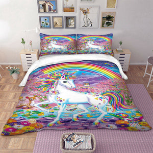 Unicorn Rainbow Quilt Cover Set