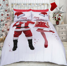 Load image into Gallery viewer, Santa &amp; Mrs. Claus Christmas Reversible Print Quilt Cover Set