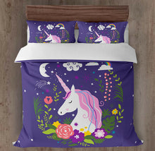 Load image into Gallery viewer, Purple Unicorn Ultra Soft Quilt Cover Set