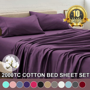 2000TC Egyptian Cotton Bed Flat Fitted Sheet Set