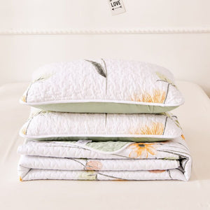 Soft Floral Patchwork Quilted Coverlet Bedspread Set Bedding Blanket Queen Size
