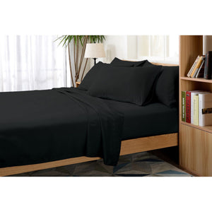1000TC Ultra Soft 4 Pc Flat & Fitted Elegant Black Bed Sheet Set