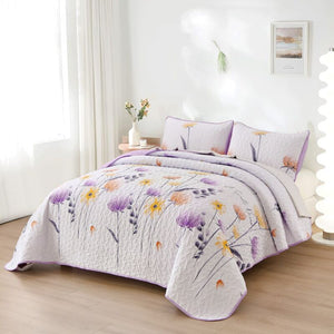 Florals Quilt Coverlet Patchwork Bedspread Comforter Sets Queen Size Pillowcases