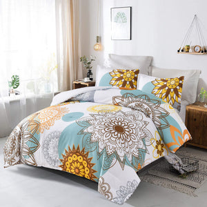 Mandala Florals Comforter Set Quilt Doona Duvet Bedding Set Queen King Size