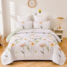 Load image into Gallery viewer, Soft Floral Patchwork Quilted Coverlet Bedspread Set Bedding Blanket Queen Size