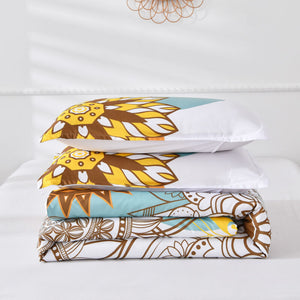 Mandala Florals Comforter Set Quilt Doona Duvet Bedding Set Queen King Size