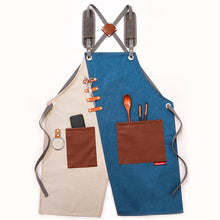 Load image into Gallery viewer, New Durable Goods Heavy Duty Unisex Canvas Work Apron With Tool Pockets Cross-back Straps Adjustable For Woodworking Painting - Aprons
